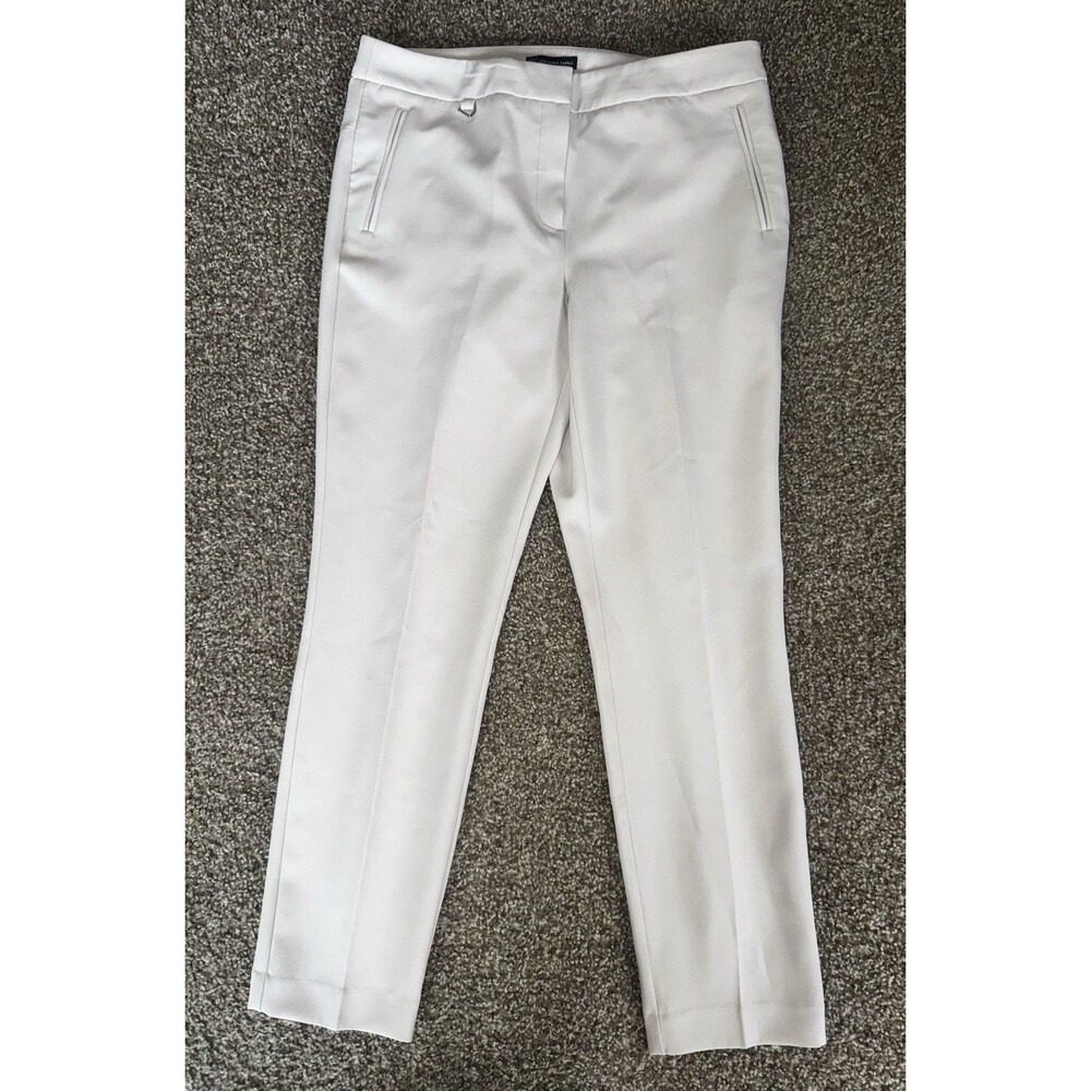 Adrianna Papell Ivory Dress Pants Women 8 Slim Tapered Satin Lined Pockets